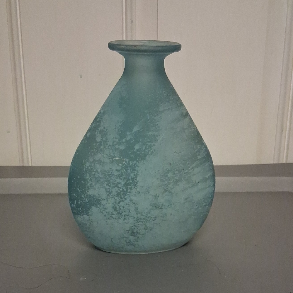 Blue Frosted Glass Vase